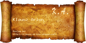 Klausz Arion névjegykártya